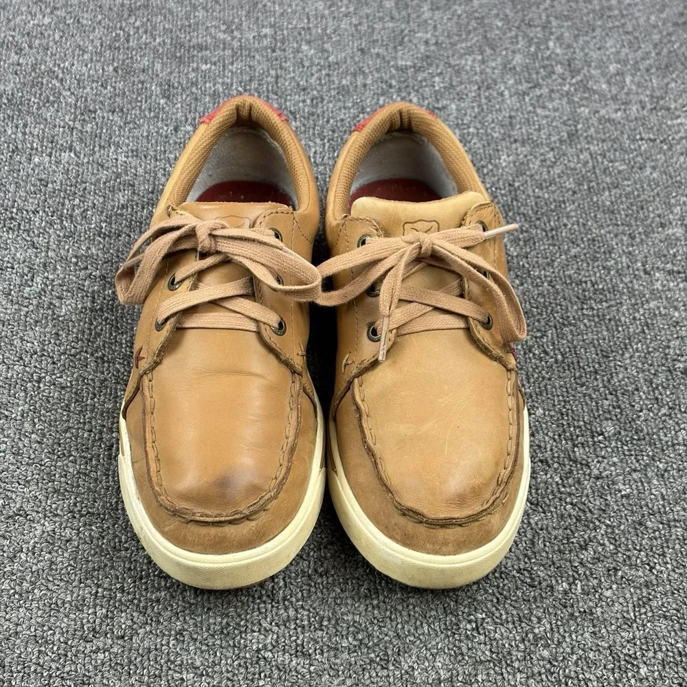 Twisted X Kid's Tan Leather Kick On Lace Up Shoes YCA0012 Size 5 M